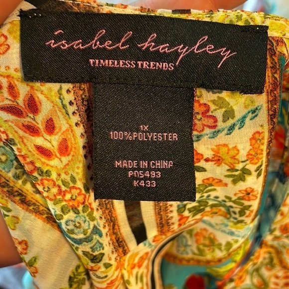 Isabel Hayley Patchwork Floral Paisley Tunic Semi to Sheer Blouse size 1X - Picture 5 of 15